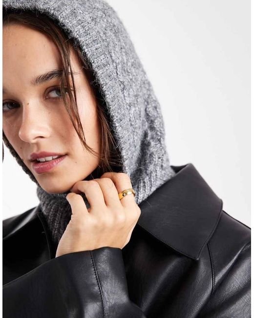 Pieces Black Cable Knit Balaclava