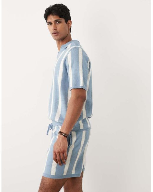 ASOS Blue Knitted Stripe Shorts for men