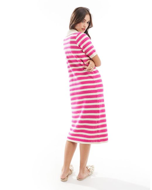 Y.A.S Pink Crochet Midi Dress
