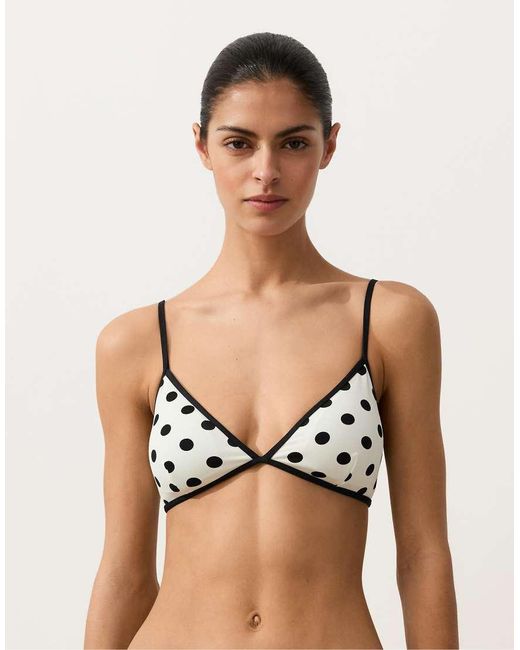 Oysho Black Polka Dot Triangle Bikini Top