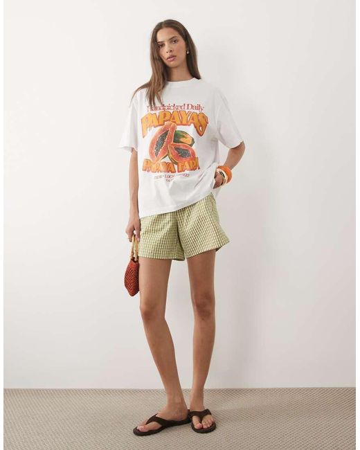 ASOS White Oversized T-Shirt With Papaya Graphic