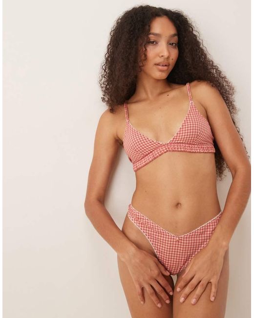 ASOS Brown Sidney Woven Gingham Soft Triangle Bra