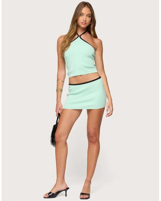 Edikted Green Aureley Contrast Knit Halter Top