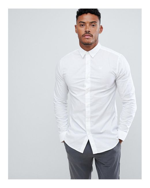 Siksilk Long Sleeve Muscle Fit Shirt In White for men