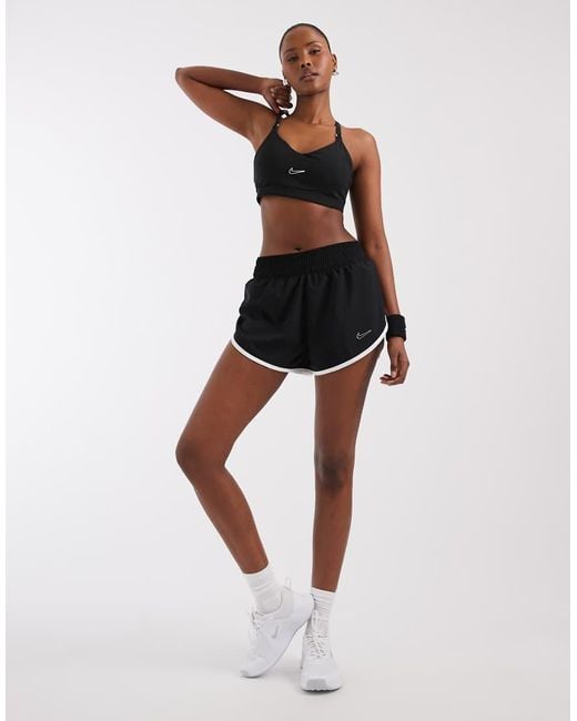 Nike White Indy Metallic Swoosh Light Support Sports Bra