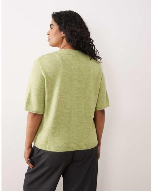 ASOS Green Asos Design Curve Lightweight Relaxed Short Sleeve Cardigan