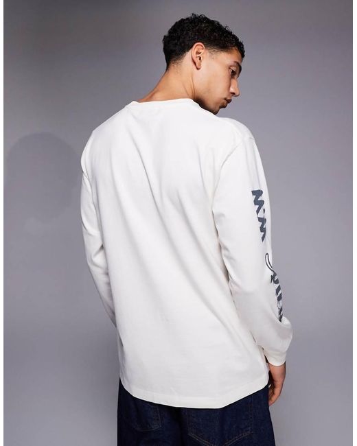 Xlarge Gray Long Sleeve Graphic Logo Pigment Dyed T-shirt for men