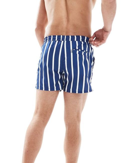 Pantaloncini Da Bagno Con Stampa A Righe E Bianche di Aray in Blue da Uomo