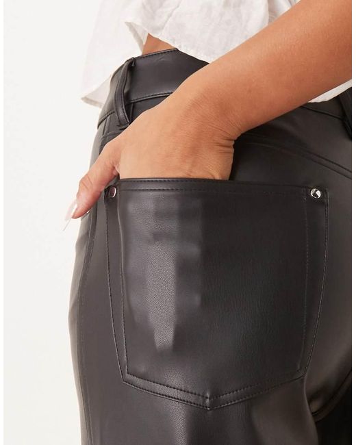 Calvin Klein Black Faux Leather Straight Trousers