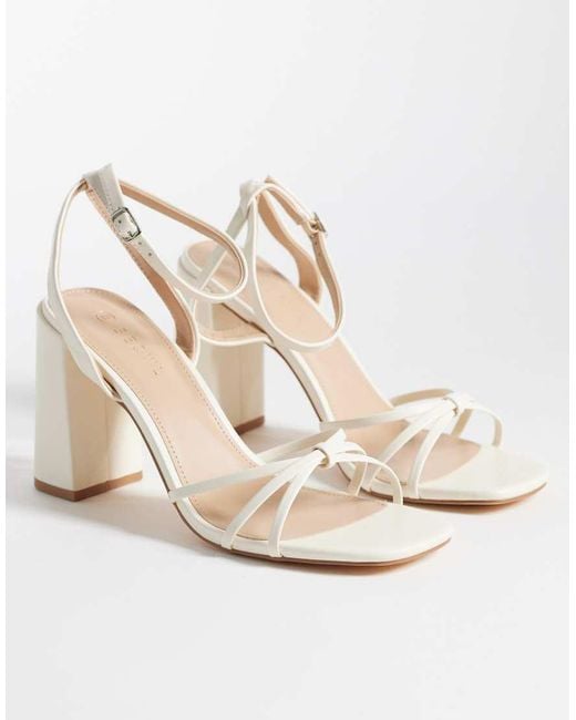SEQWL White Strappy Barely There Block Heeled Sandals