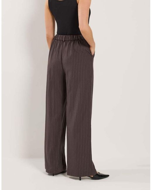 Long Tall Sally Brown Pinstripe Wide Leg Trousers