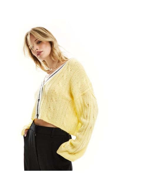 ASOS Yellow Knitted Clean Cable Cardigan