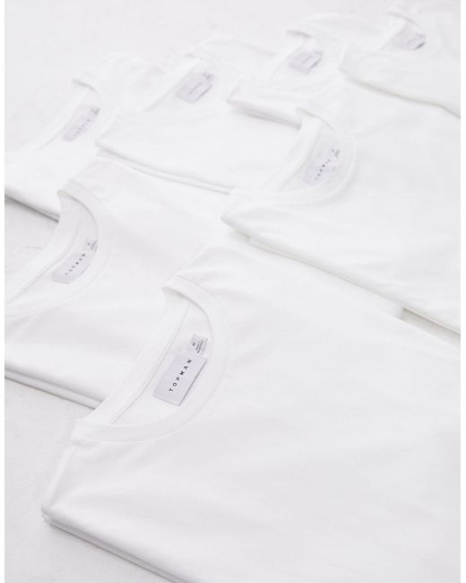 Topman White 7 Pack Classic Fit T-shirt for men