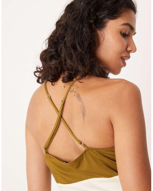 ASOS Natural Poplin Ruched Bust Maxi Dress With Corsetry Seaming Detail