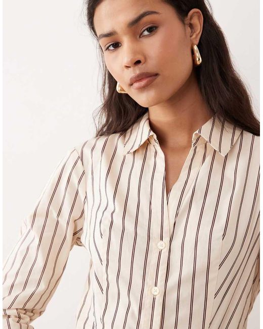 Miss Selfridge Natural Poplin Fitted Shirt