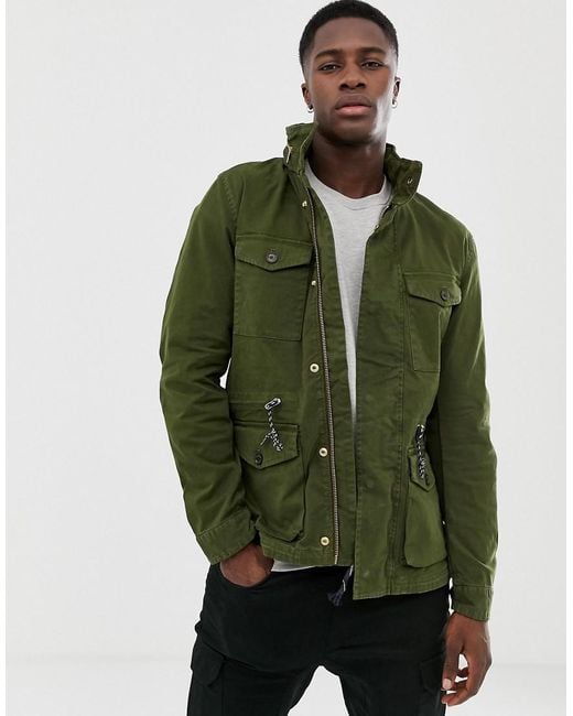 Scotch & Soda Green Classic Garment-dyed Field Jacket for men