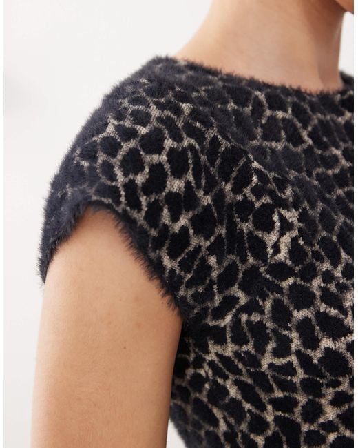 Motel Black Lamira Button Through Giraffe Print Top