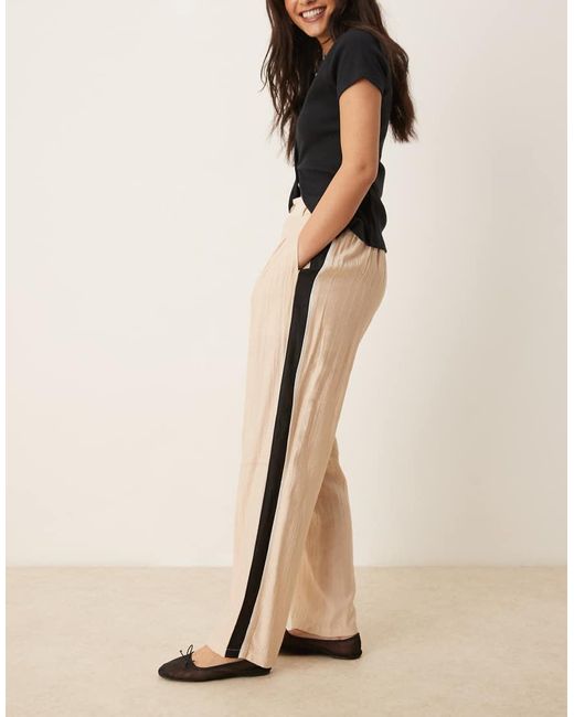 ASOS Natural Tailored Contrast Panel Trousers