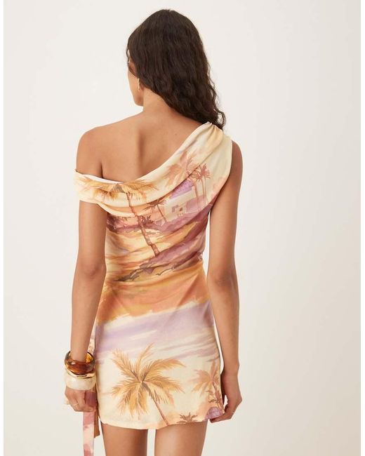 ASOS Multicolor Fallen Shoulder Tie Wrap Midi Dress