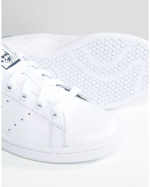 adidas originals white and navy stan smith trainers
