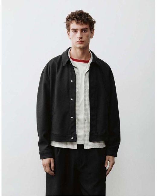 Pull&Bear Black Trucker Jacket for men