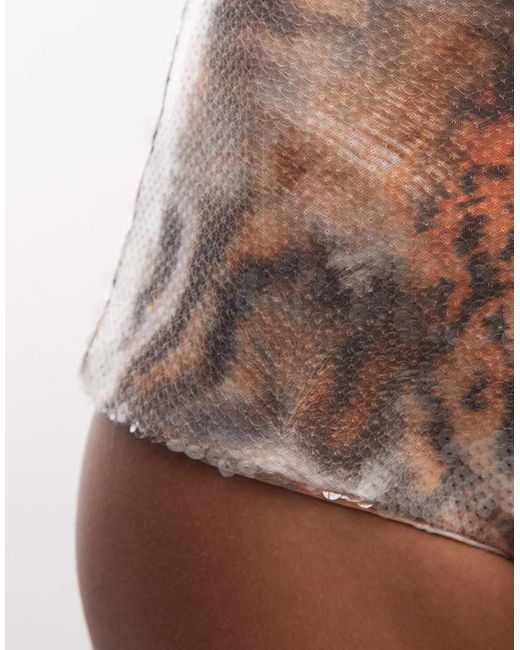 AFRM Multicolor Rose Sequin Mesh Hot Pants