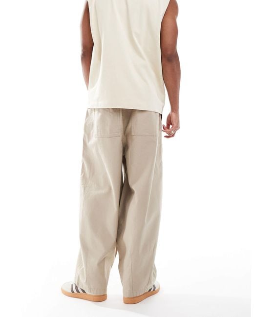 Cotton On Natural Cotton On baggy Balloon Fit Linen Trousers for men