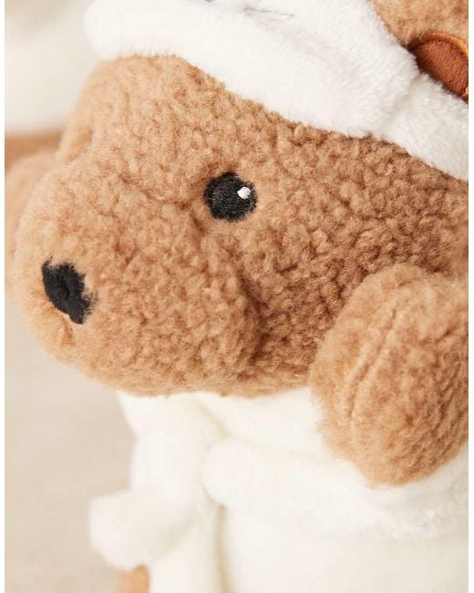 ASOS Natural Zemi Teddy Bear Robe Slipper
