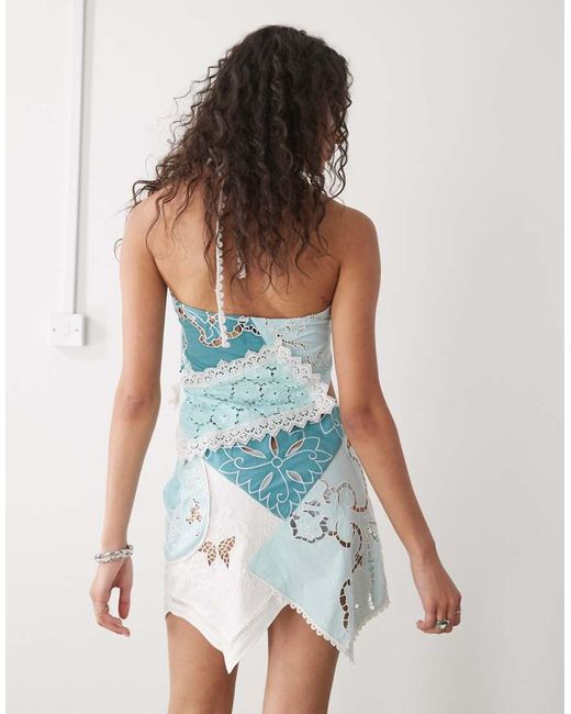 Collusion Blue Iconic Mixed Crochet Halter Skirt