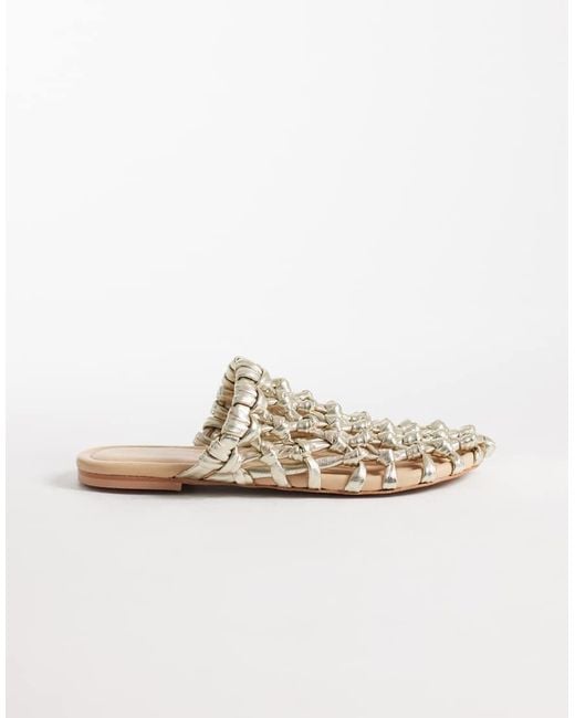 Bronx White Ann-aya Woven Flat Mules