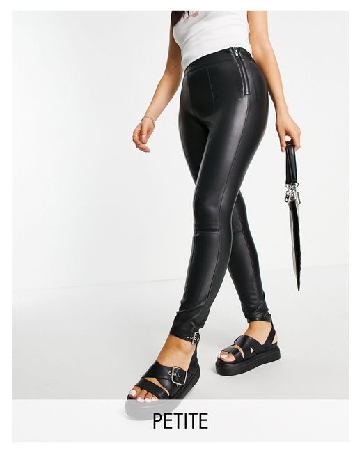 TOPSHOP Denim Petite Faux Leather Pants 