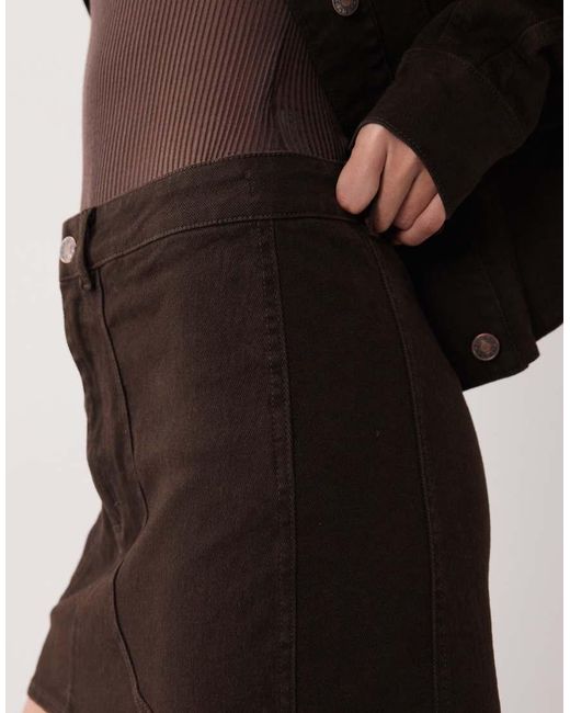 Wanderdoll Black Alix Denim Seam Detail Mini Skirt Co-ord