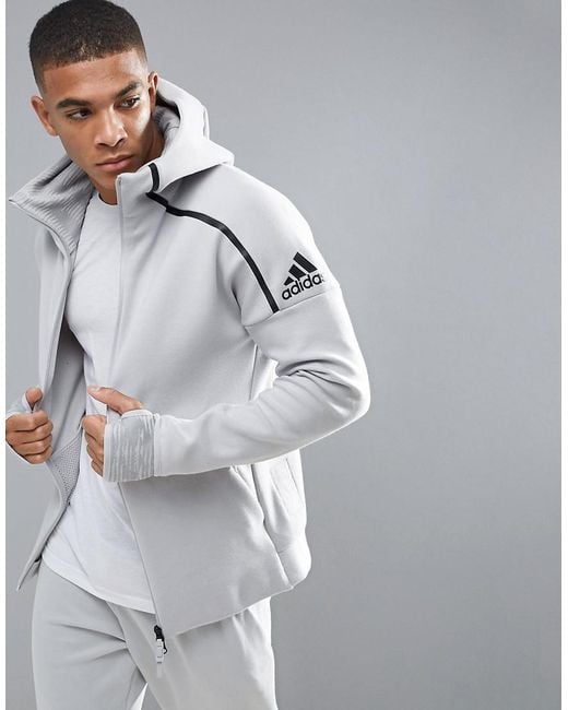 adidas Athletics Zne 2 Hoodie In Grey Bq0074 in Gray for Men | Lyst