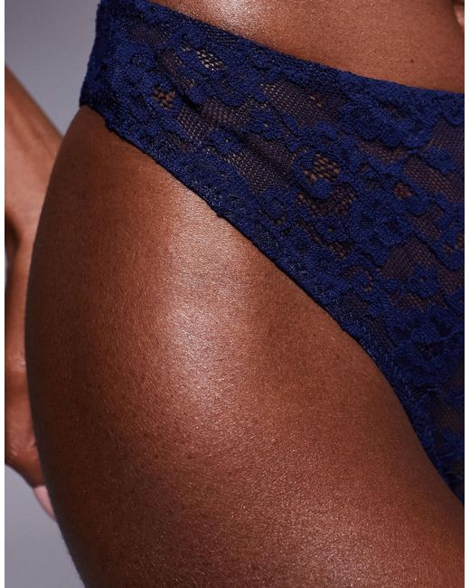 ASOS Blue Mila Lace High Waist Thong