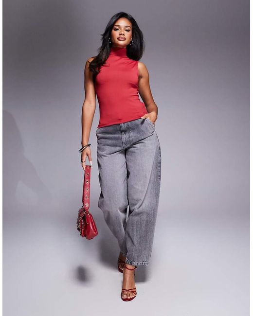 ASOS Red Grown On Neck Shell Top