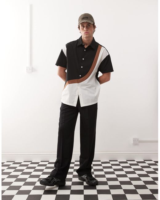 Collusion White Spliced Sl Shirt for men
