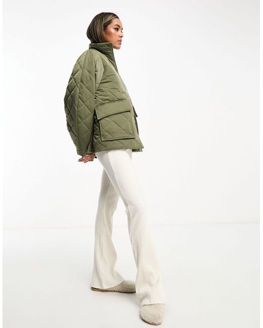 & Other Stories Green Padded Quilted Jacket