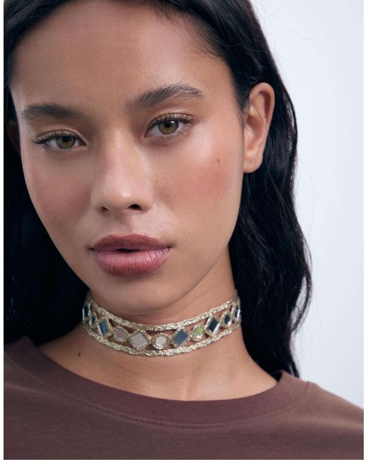 Mini-collier ras Stradivarius en coloris Black