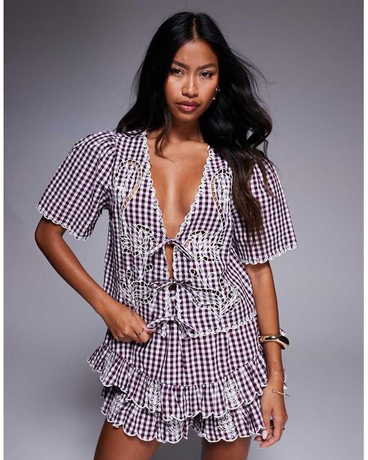 River Island Red Tie Front Top Co-Ord