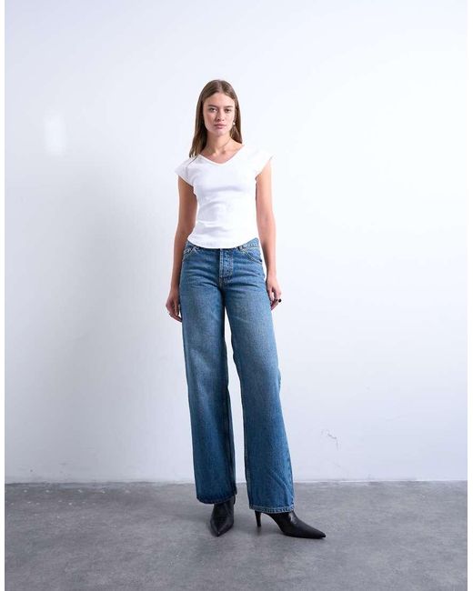 TOPSHOP Blue Ember Low Rise Straight Leg Jean