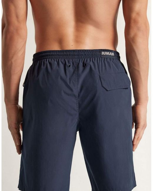 Intimissimi Blue Long Solid-Colour Swim Trunks for men