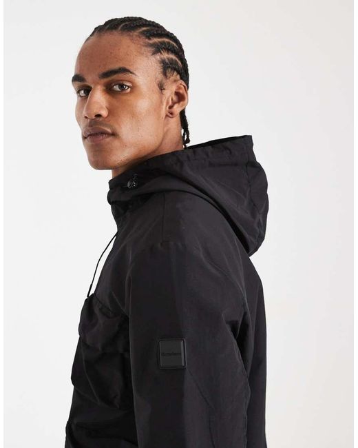 Chubasquero Impermeable Con Capucha De Threadbare de hombre de color Black
