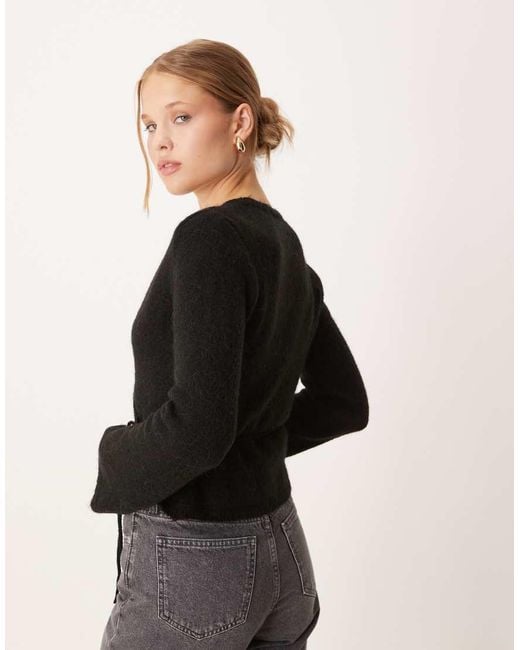 Gina Tricot Black Long Sleeve Knitted Wool Alpaca Wrap Cardigan