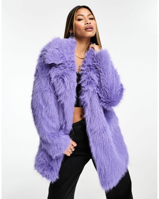 Jayley Purple Faux Fur Short Coat