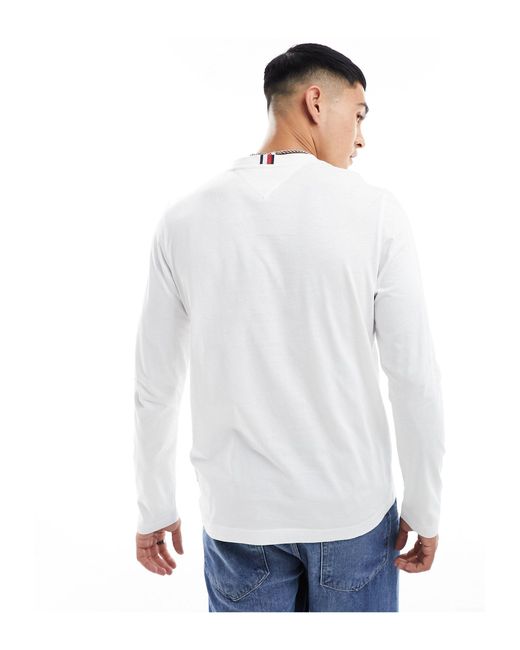 Maglietta a maniche lunghe bianca con logo "hilfiger 85" sul petto di Tommy Hilfiger in White da Uomo