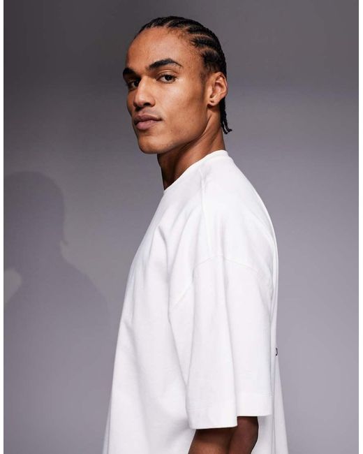 4505 White Heavyweight Cotton Oversized T-shirt With Back Graphic And Quick Dry Finish for men
