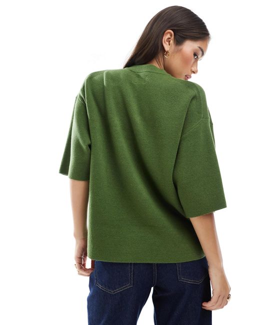 ASOS Green Knit Structured Oversized T-shirt