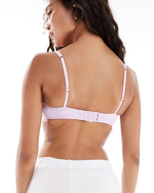 Bralette Rosa Con Cuello Ancho De Encaje Sabrina De -Morado Cotton On de color White