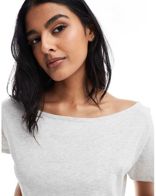 Hollister White Short Sleeve Off Shoulder Relaxed T-Shirt