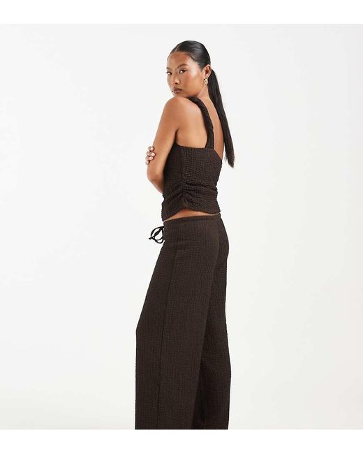 Only Petite White High Waist Crinkle Textured Trousers Co-ord